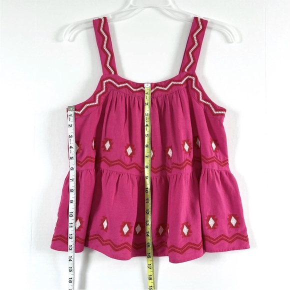 LOFT Top Womens XS Hot Pink Tiered Sleeveless  Peplum Swing Tank Linen Blend Top - Picture 9 of 12